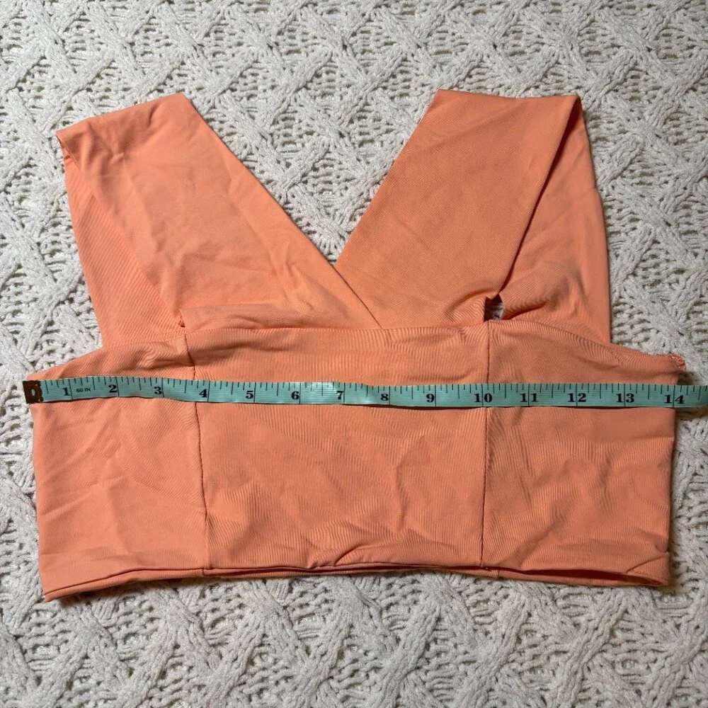 L*Space Parker Top Tangy Orange‎ Deep V Swim Top Women’s Size L NWT